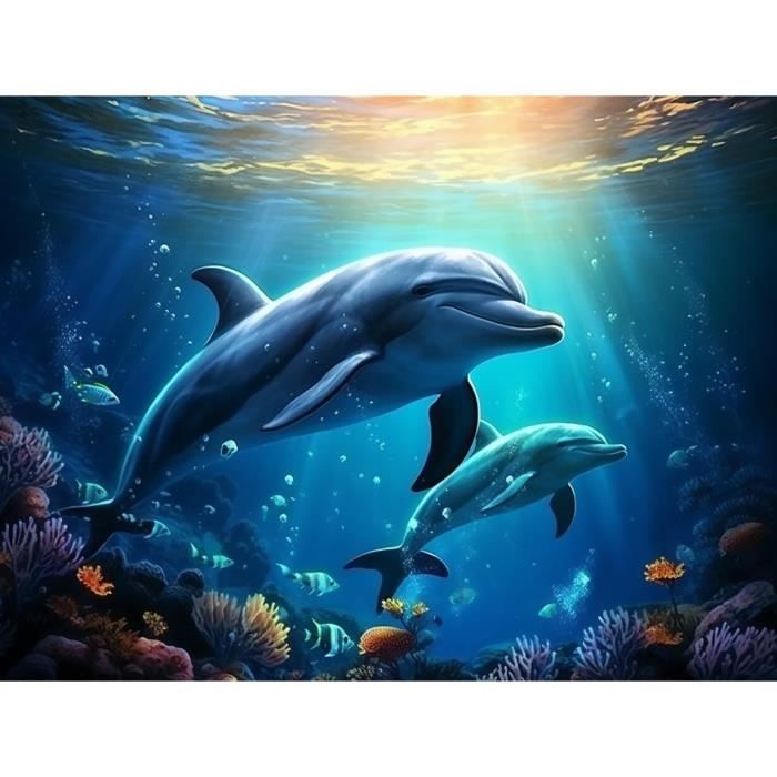 5D Animaux Diamond Painting Complet, DIY Dauphin de l'océan Broderie Diamant Kit Complet, Adulte Noël Artisanat Diamant Peinture Strass Point de Croix Painting Kits pour Murale Décor 40x60cm Y-240 5D Animaux Diamond Painting Complet, DIY Dauphin de l'océan Broderie Diamant Kit Complet, Adulte Noël Artisanat Diamant Peinture Strass Point de Croix Painting Kits pour Murale Décor 40x60cm Y-240