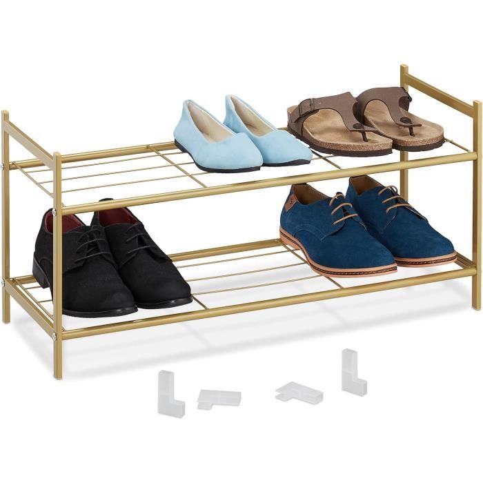 Étagère à Chaussures En Métal 4 Niveaux - Rangement Économique D'Espace - Blanc - 50x42x18 Cm - Pour Placard, Couloir - 8