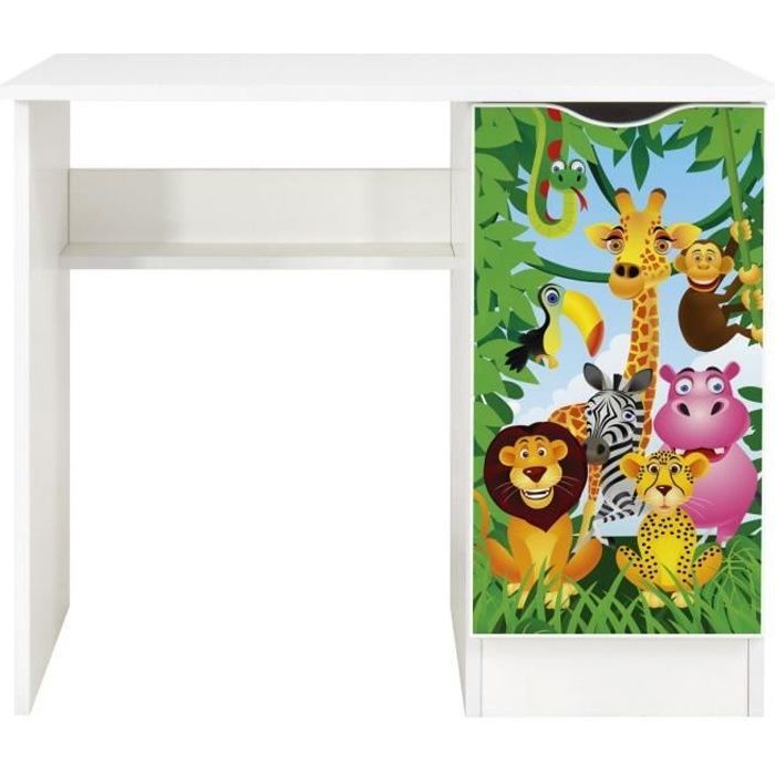 Bureau blanc avec étagère 246239B Roma /motif Safari Bureau blanc avec étagère 246239B Roma /motif Safari