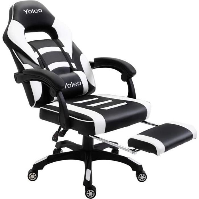 Chaise de Bureau， Fauteuil de bureau Gamer, Chaises de Gaming, Pivotantes,  Ergonomiques, Chaise de Jeu pour Ordinateur, Blanc - Cdiscount Maison