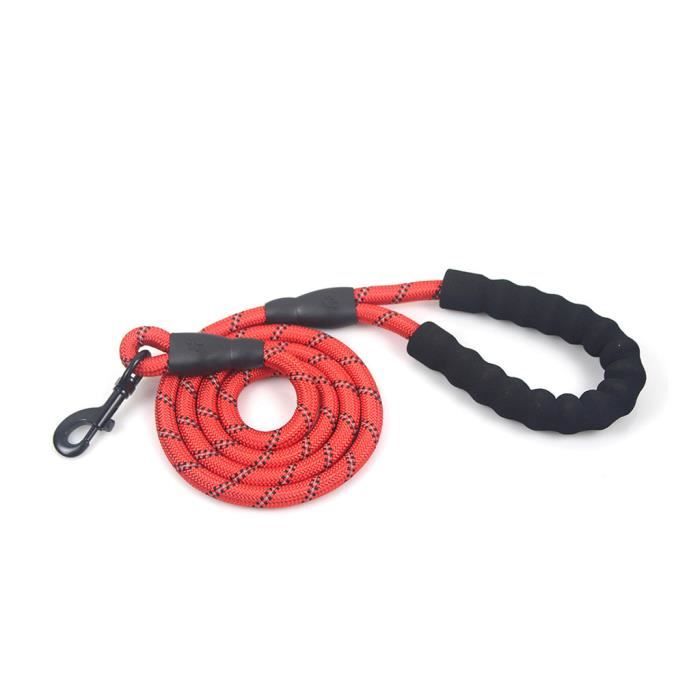 Leash chien avec poignée rembourrée en nylon réfléchissant corde Laisses pour chiens de grande taille_oldpomnm3719