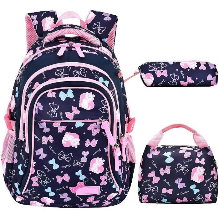 Sac a Dos Scolaire 3 en 1 Cartable de Loisir en Toile Sac a Dos Sacs a Lunch Trousse pour l Adolescent Bleu Cdiscount Bagagerie Maroquinerie