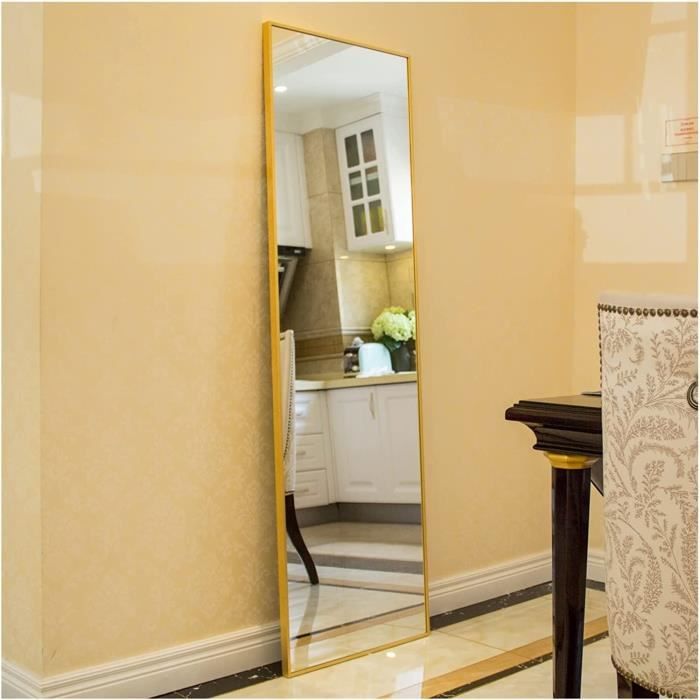 Miroir pleine longueur , 160 x 40 cm, miroir mural avec support, cadre