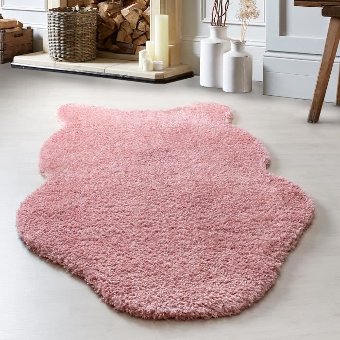 Tapis En Peau D Agneau En Peau De Mouton En Fausse Fourrure En Simili Duvet De Couleurs Douces Tailles Rose 100x150 Cm Cdiscount Maison