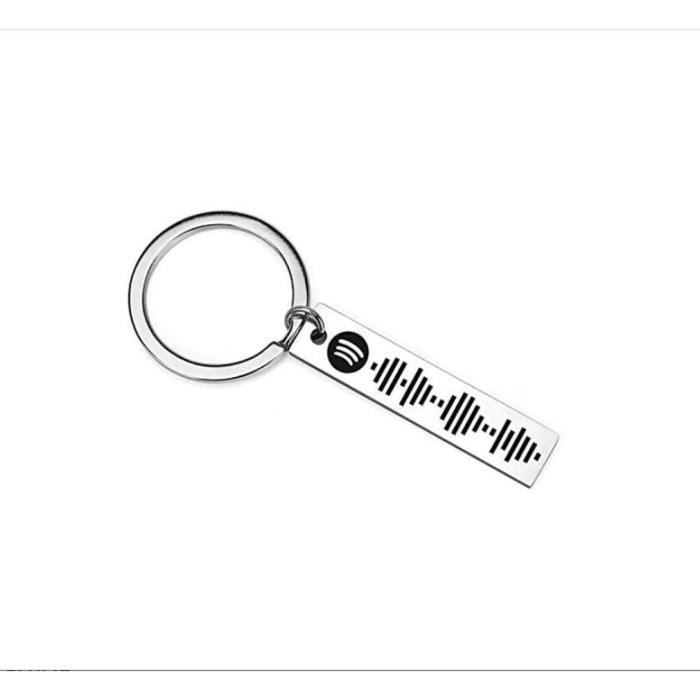 Porte Cles Personnalise En Acier Inoxydable Pour Femme Avec Message De Musique En Anglais Spotify Gravure Au Laser Cdiscount Bagagerie Maroquinerie