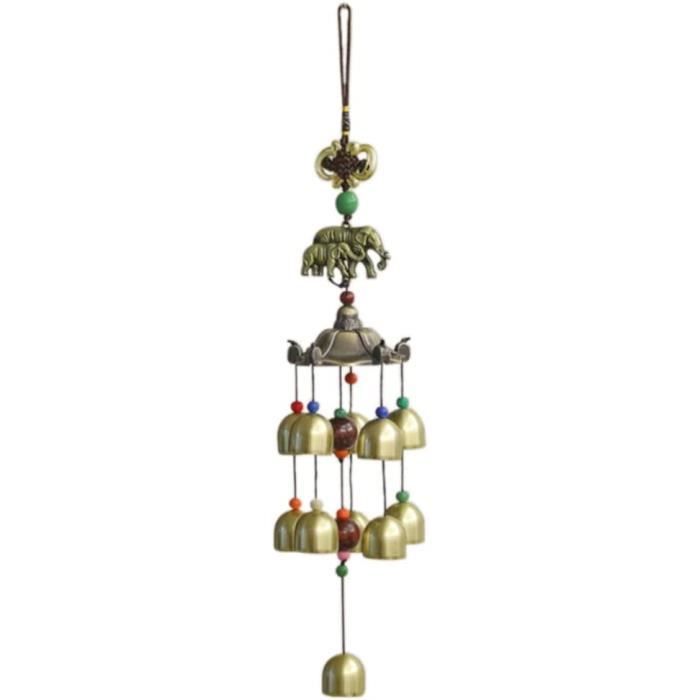 Carillon de vent décoratif de jardin en forme d'éléphant suspendu en métal, avec clochettes, en tube de laiton électroplaqué Carillon de vent décoratif de jardin en forme d'éléphant suspendu en métal, avec clochettes, en tube de laiton électroplaqué