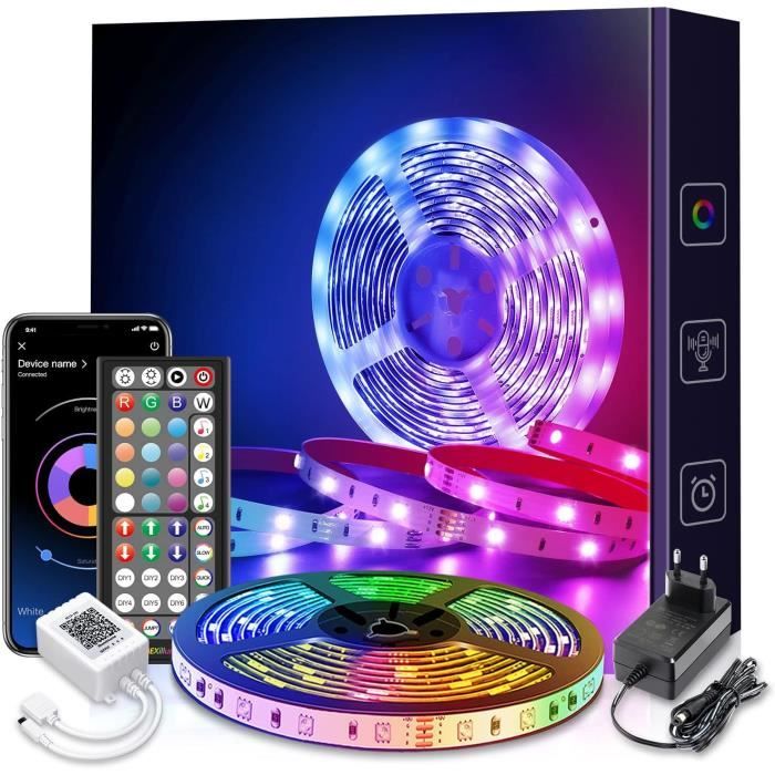 Bande LED RGB 30m - Contrôle Par Appli Bluetooth Et Télécommande, Synchronisation Musique, Décoration Maison
