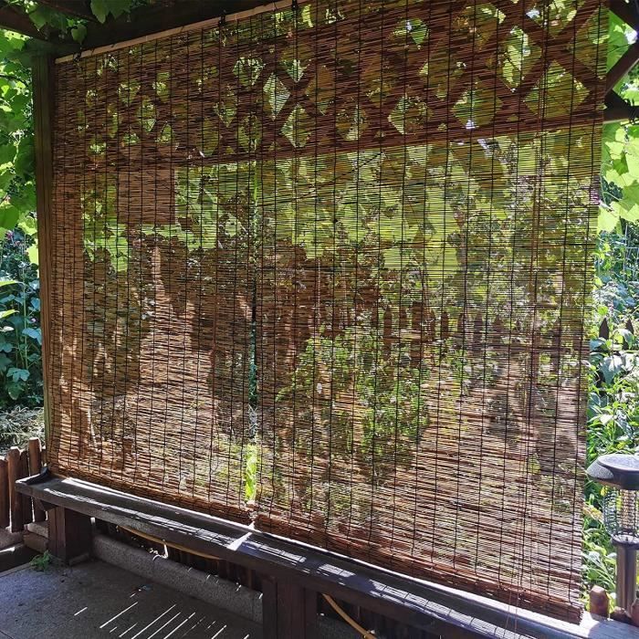 KDDFN Rideaux en Roseau de Carbonisation,Store Enrouleur Bambou,Rideau de Paille,Tissés à La Main,Store Anti-Regard,Décoration Intérieure//Extérieure 120 * 160cm//47 * 63in