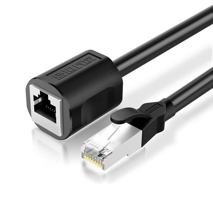 Ototon® CAT 6 Rallonge Ethernet RJ45 Réseau Câble Extension Mâle à Femelle  pour PC Routeur TV Box Consoles de Jeux- Noir, 2M