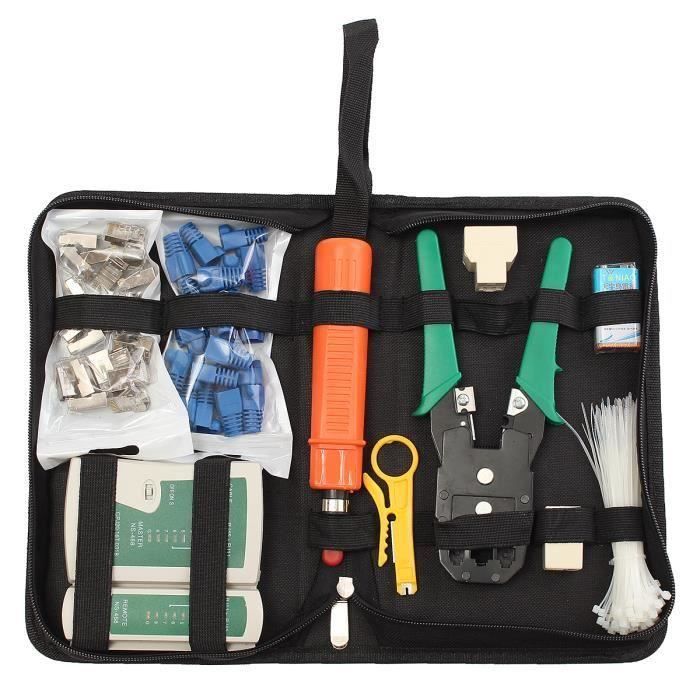 Kit Outil de Reseau Reparation Pince Couteau RJ45 RJ11 Testeur Cable ...