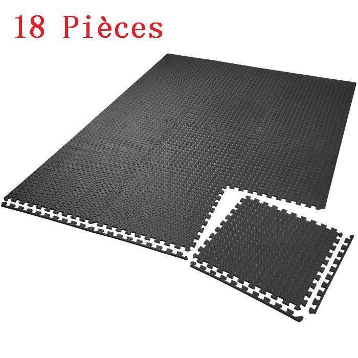 Tapis Modulable Tatami 62x62 Cm - Lot De 4 Dalles Noires - Surface Antidérapante - 1,2 Cm D'épaisseur