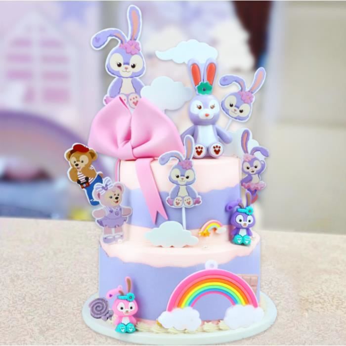 Kalavika 28pcs Lapin Ours Decorations Sur Gateau Violet Pour Enfants Bebe Pour L Anniversaire Noce Jour Ferie Noel Cdiscount Maison