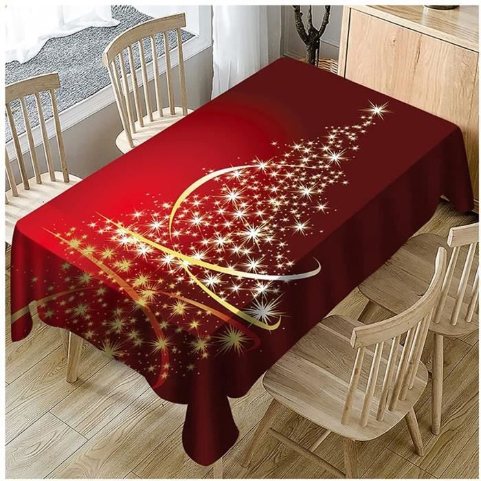 Nappe De Noël Ronde Toile Cirée HANSEL Motif Père Noël - Diamètre 138 Cm, Rouge