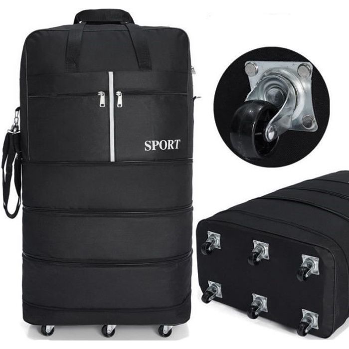 XL Grand Sac de Sport de 65 litres. Valise idéale pour Les Sports, la Gym,  Les Voyages, Le Camping et Le Stockage. Noir : : Sports et Loisirs