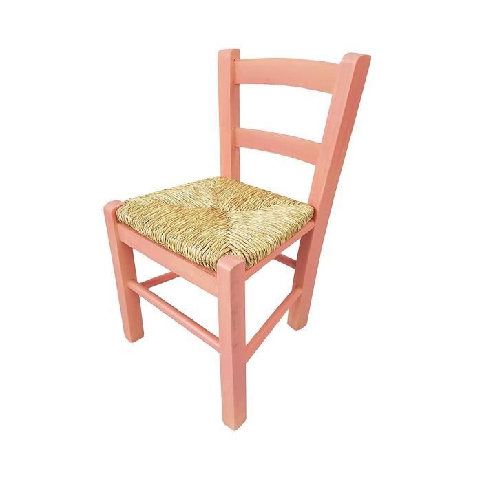 Sediolina Petite Chaise En Bois Paille Assise Pour Bebe Rose Cdiscount Maison