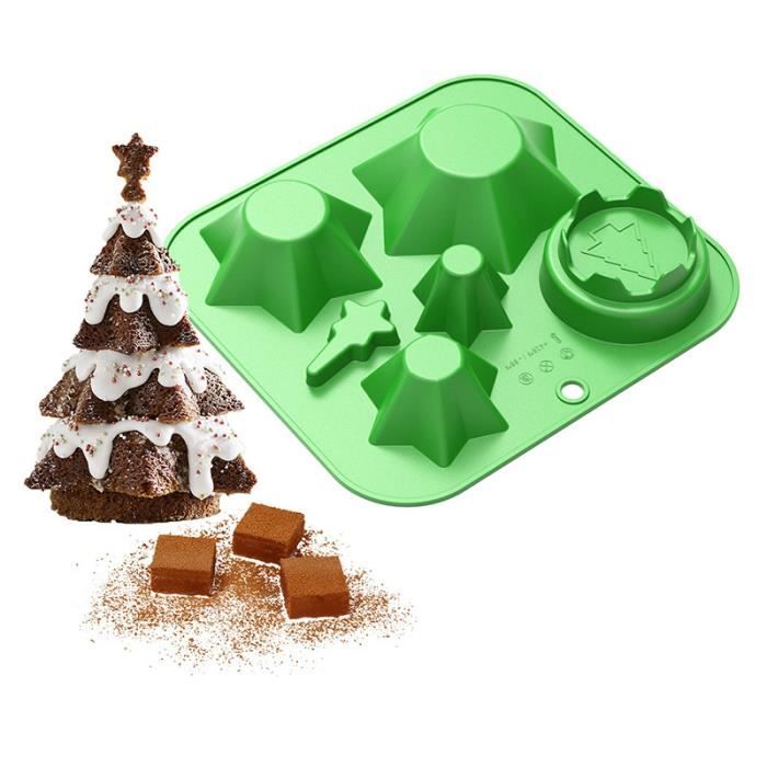 Moule à Biscuits Sapin De Noël 3D En Silicone - 9 Cavités - Pour Chocolat, Pâte à Sucre, Résine Alimentaire