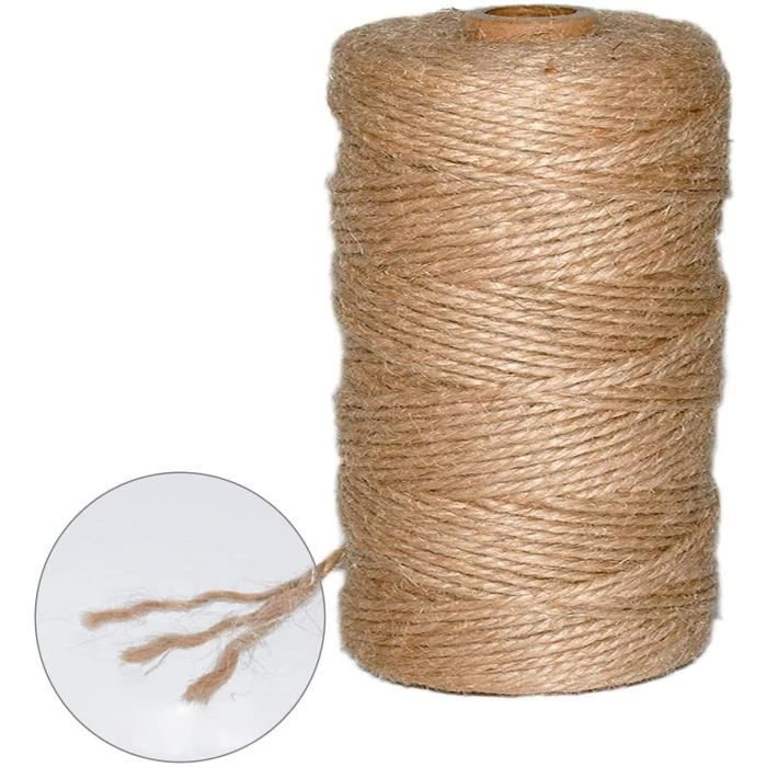 Corde Jute 500m - 2mm | Ficelle Naturelle | Pour Jardin, Emballage, Bricolage | Lot De 5 Rouleaux