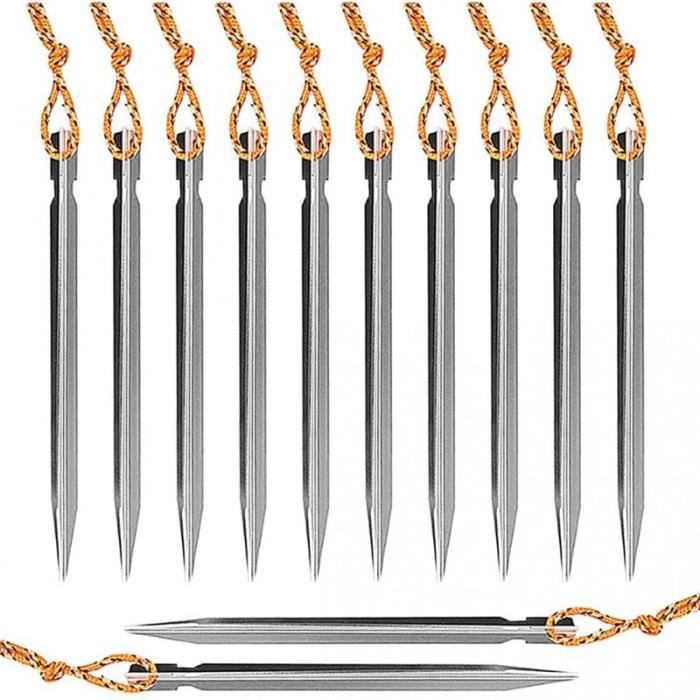 Ahsado - Lot De 12 Sardines De Tente Camping 18 Cm - Alliage Aluminium Renforcé Avec Cordons Réfléchissants