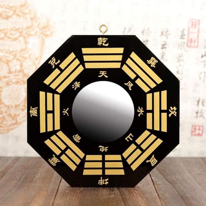 Miroir Bagua Feng Shui En Laiton - Décoration Protection, Chasse Les Mauvaises Énergies - 8.2x7.7 Cm