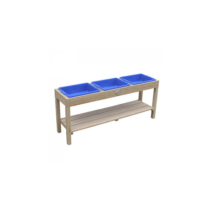 Table à sable et eau en bois AXI  Activité pour bébé  3 récipients et étagère  124 x 50 cm