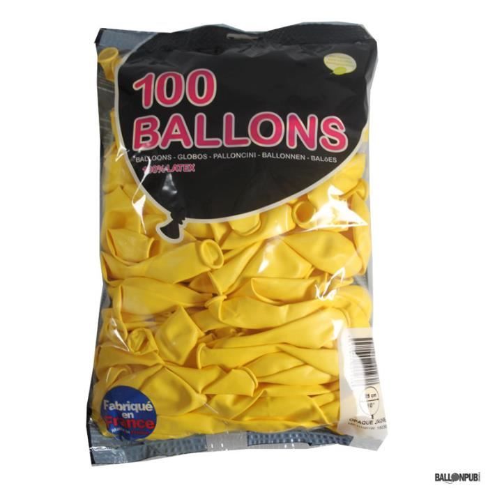 100 Ballons de Baudruche couleur Jaune -