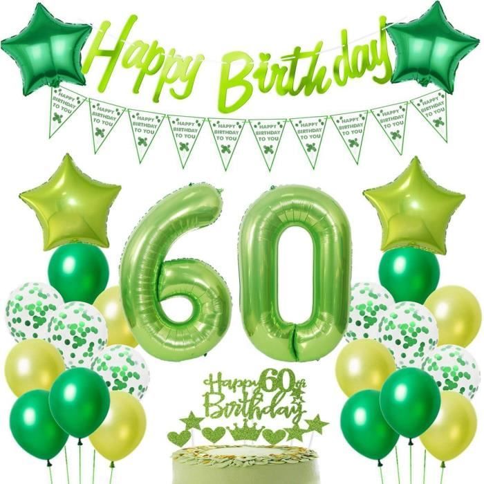 DECORATION ANNIVERSAIRE 60 AnsBallon 60 Ans Vert SaugeAnniversaire 60