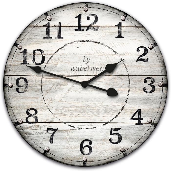 Lafocuse 30cm Horloge Murale Tournesol Vintage Bois, Silencieuse Pendule Murale Floral Fleur