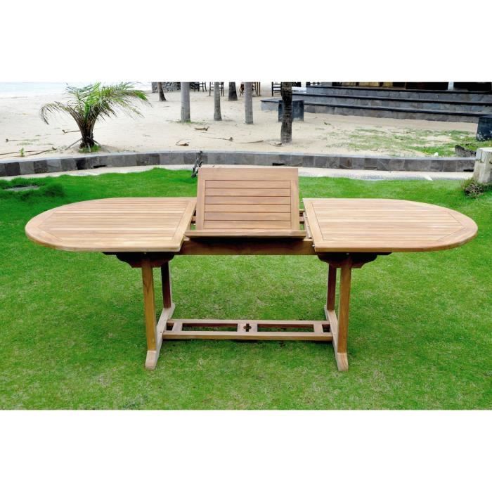 table de jardin ovale extensible kajang , 10 personnes, en teck brut