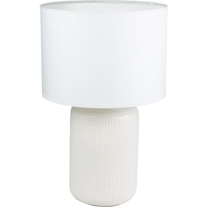 Lampe a poser blanche ceramique abat jour coton blanc deco salon chambre
