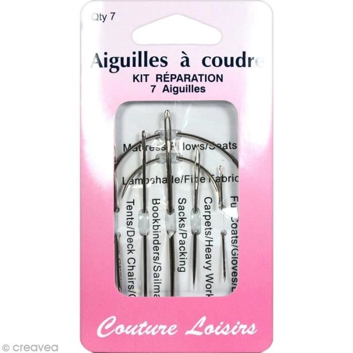 Main Repair Kit 7pcs coudre Incurvé Aiguilles & Colorés Fil pour Jeans en cuir