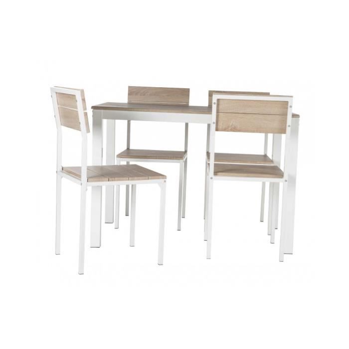 ensemble table et 4 chaises xobe, fabriqué en métal et mdf, table à manger, ensemble style intemporel
