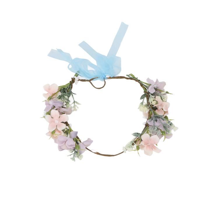 Couronne De Fleurs De Mariage, Mariée Avec Bandeau De Fleurs Artificielles Pour Cheveux, Ruban