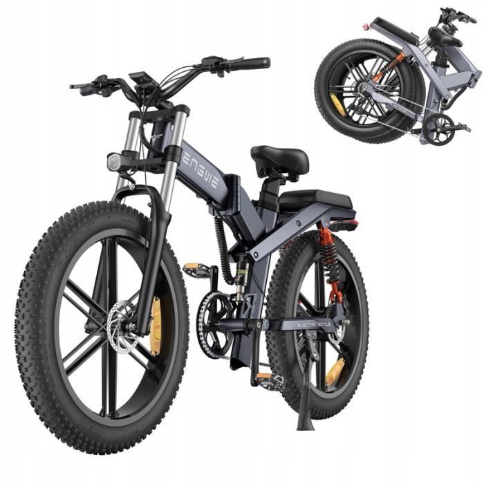 Vélo électrique ENGWE X26 Pneus épais 26*4.0 pouces, Moteur 48V 1000W, Batterie 29.2Ah, Vitesse max. 50km-h - gris