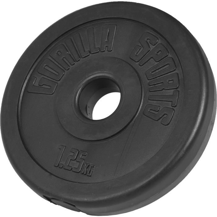 Gorilla Sports Disque en Plastique 1,25 kg de diam/ètre 26mm