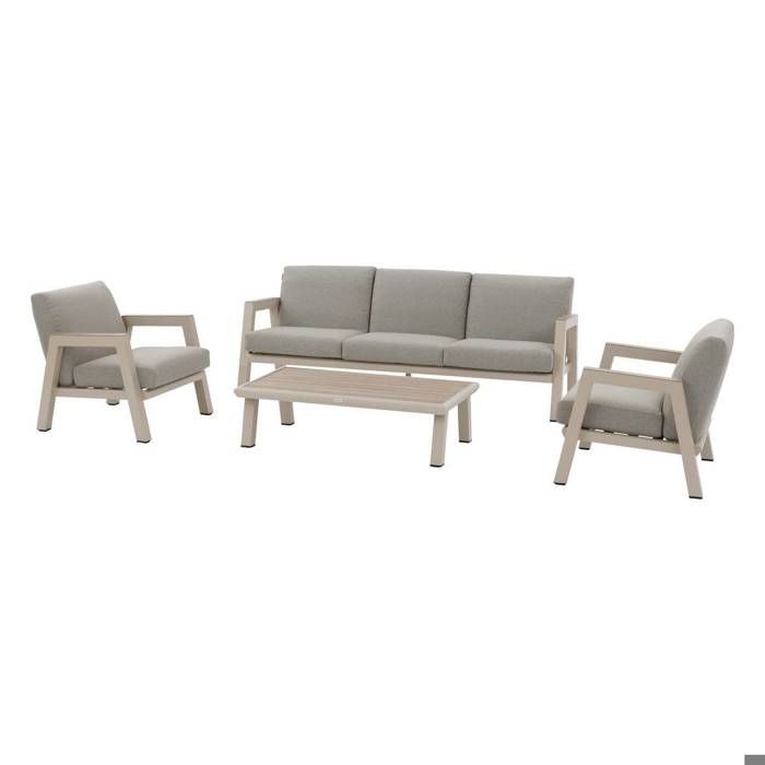 Salon de jardin Axiome argile 5 places en aluminium texaline et oléfine - Hespéride Salon de jardin Axiome argile 5 places en aluminium texaline et oléfine - Hespéride