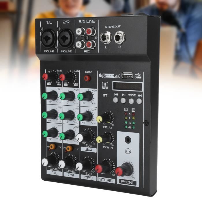 Console De Mixage Audio Bluetooth Professionnelle 4 Canaux Avec Effet Réverbération - Mélangeur USB Pour Karaoké Live Stage KTV