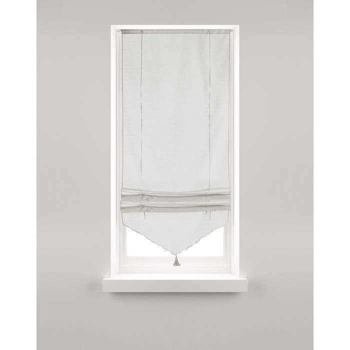 Store Relevable blanc avec Pompon - Blanc - 90 x 165 cm