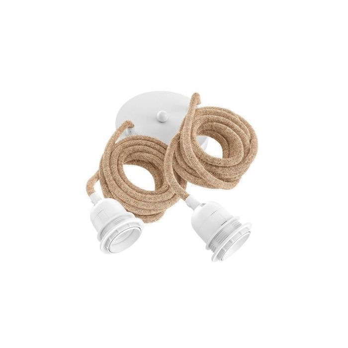 Suspension Hang luminaire 2 cordes - Chanvre douilles blanches Suspension Hang luminaire 2 cordes - Chanvre douilles blanches
