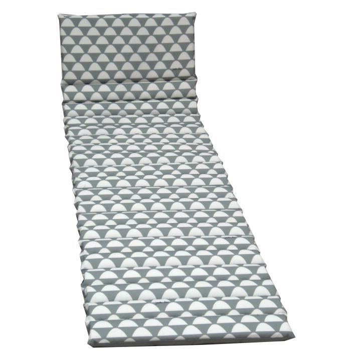 Coussin Transat Epais Haut Confortable pour Fauteuil Exterieur 170x53x7cm Stronghigheu Coussin de Chaise Longue Bain de Soleil Jardin Anti-Glissant Gris