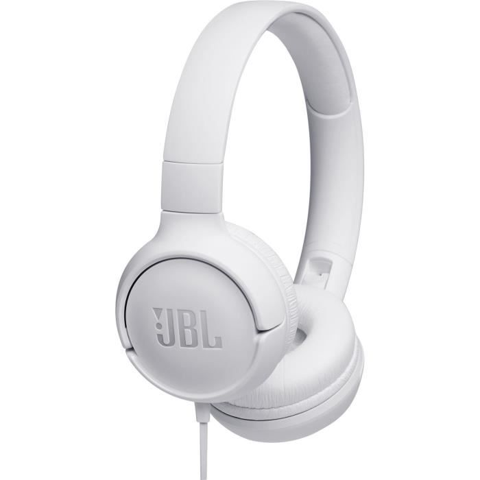 Casque filaire JBL Tune 500 - Son Pure Bass - Conception légère et et pliable - Blanc