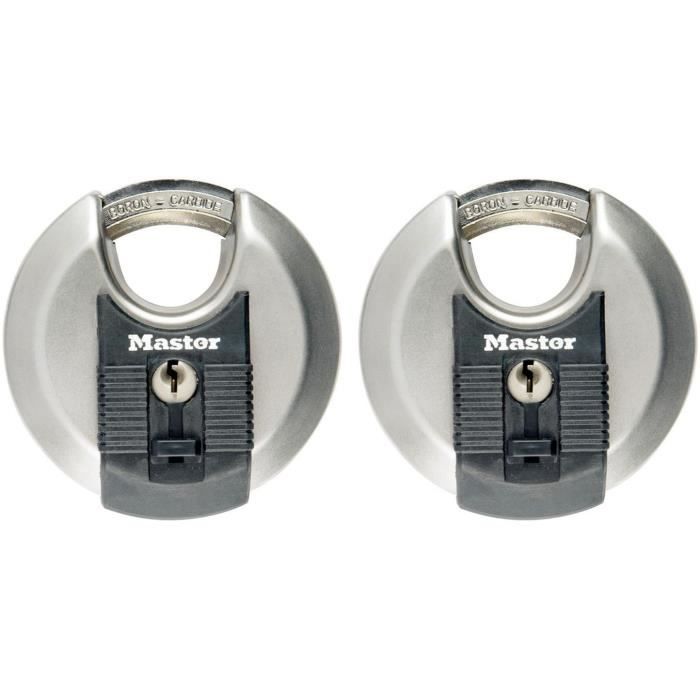 Lot de 2 Cadenas à disque - MASTER LOCK - M40EURT - Acier inoxydable - 70 mm