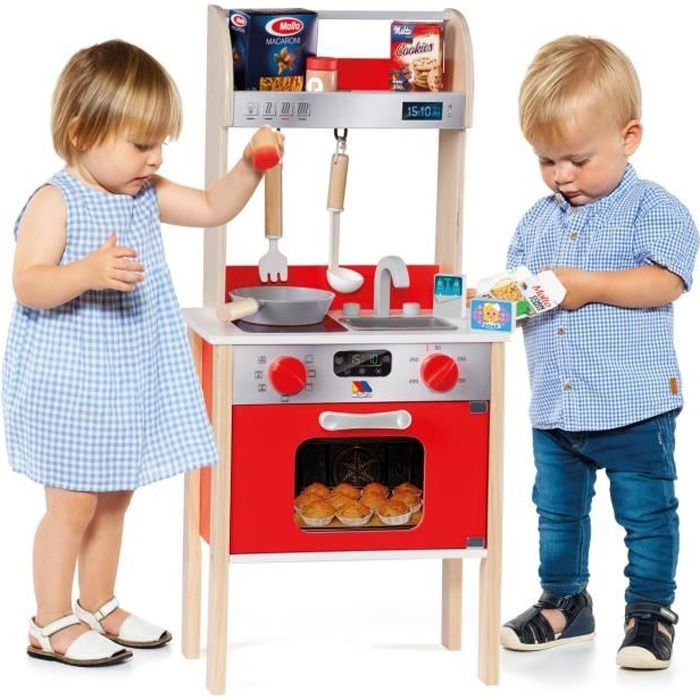 Jouet de cuisine en bois - MOLTO - My First Kitchen - Rouge - Mixte - 10 accessoires