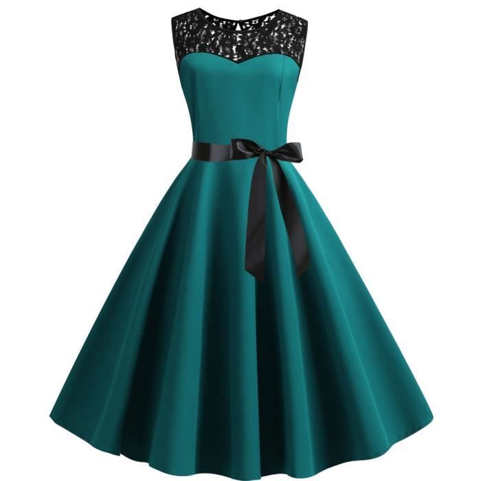 Femmes Vintage Retro Robe Rockabilly AnneEs 1950 50 60 Style Casual HabilleE Robes Ruched CoTe Lobe Robe Vintage AnneEs Jade Cdiscount Pret a Porter