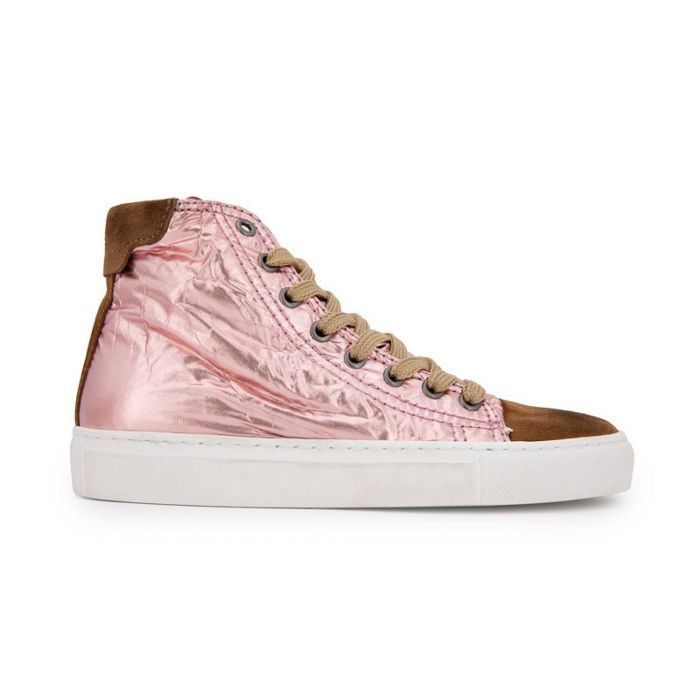 Baskets montantes rose métallisé et velours Femme URBAN Baskets montantes rose métallisé et velours Femme URBAN