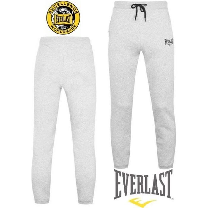 Bas de jogging homme Everlast - doublure en molleton - gris chiné - taille élastique - 2 poches