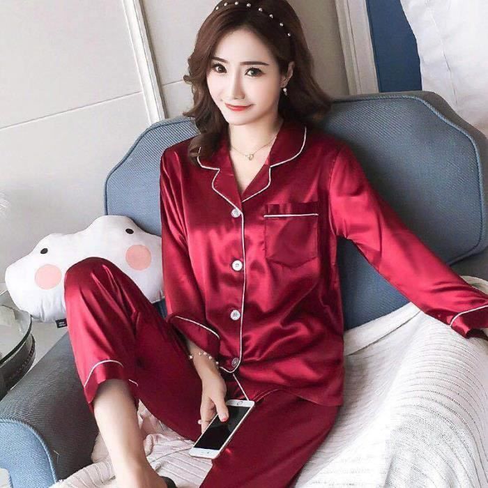Ensemble Pyjama En Soie 100% Pour Femme - Motif Floral, Taille Unique - Fait Main En Inde