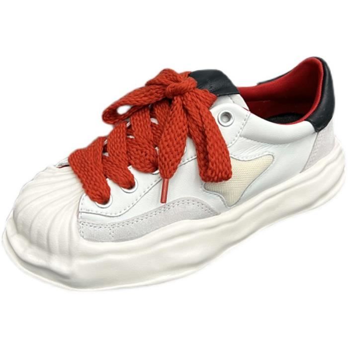 Baskets décontractées pour hommes grande taille rouges à lacets mode
