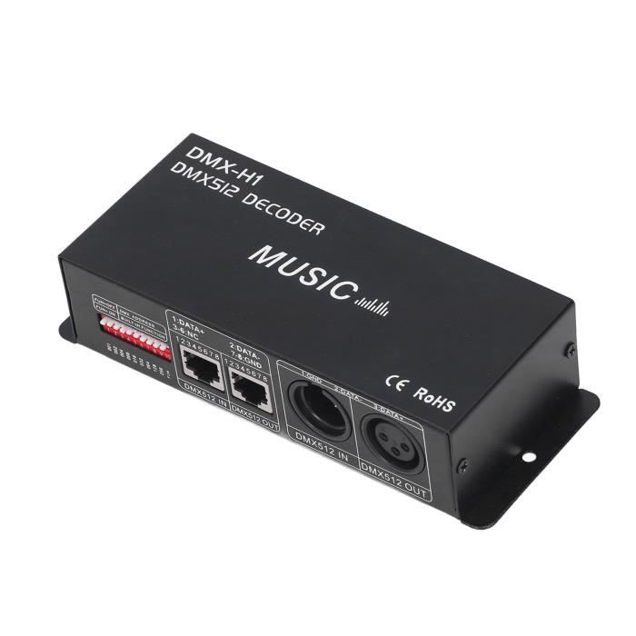 GIDEALED Décodeur DMX 5 canaux avec affichage numérique RDM, pilote de variateur DMX512 PWM LED pour RGBCCT, RGBWW, RGBW ou 5 bandes blanches - Module d'entrée de lumière LED DC12 V-48 V
