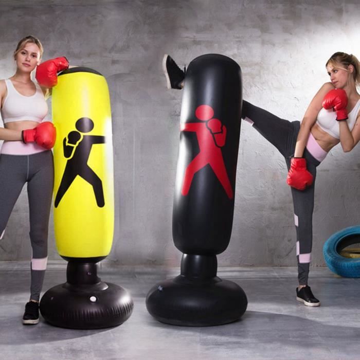 Colonne de Boxe Gonflable Noir Fitness Mixte