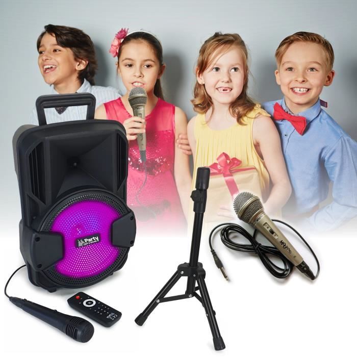 Enceinte Karaoke Enfant 2 Micros Bluetooth USB Mobile Party